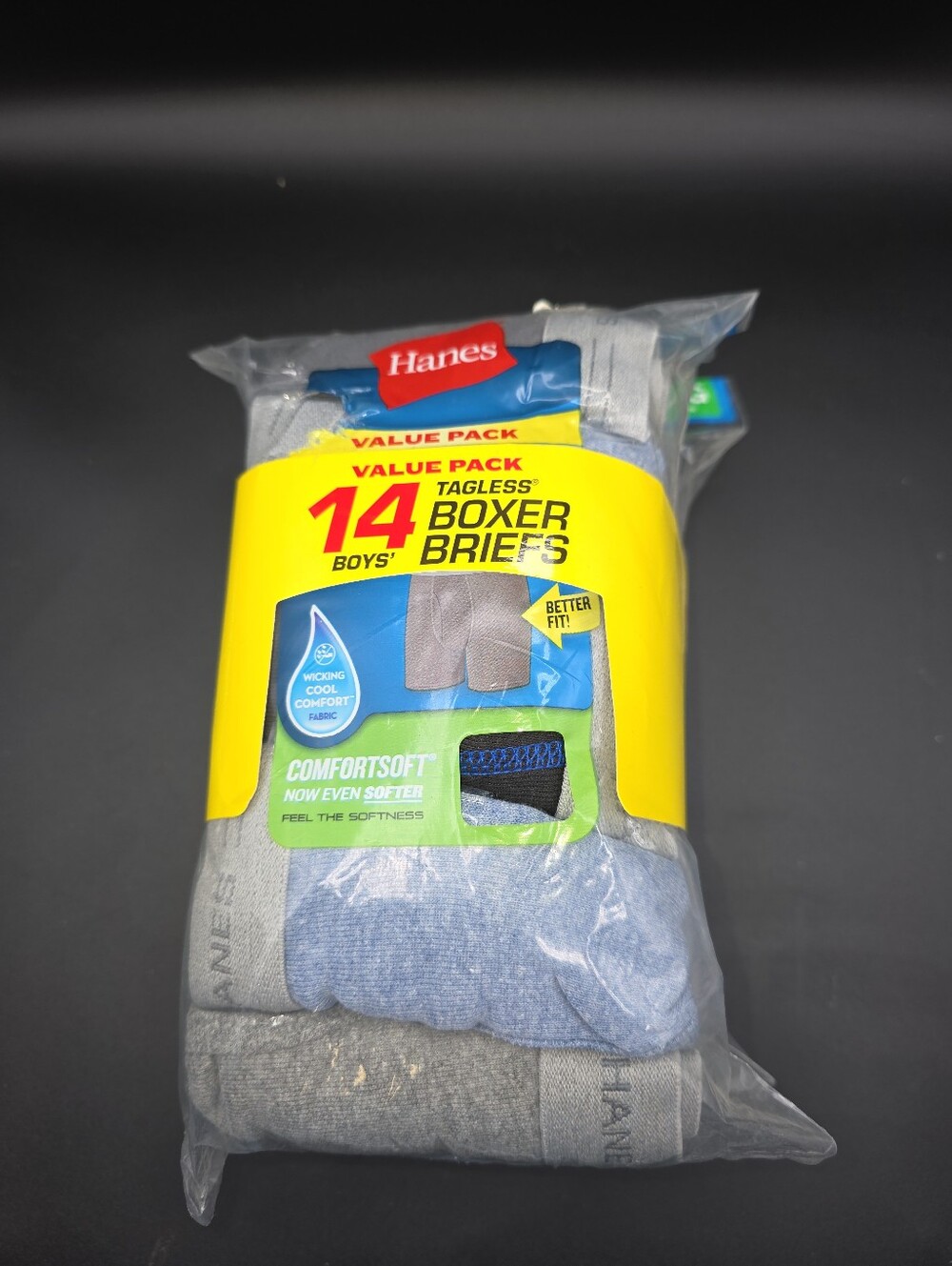 Hanes Boys' 14-Pack Tagless Boxer Briefs - Gray & Light Blue